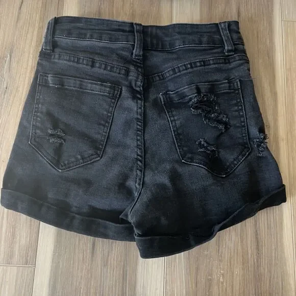 2 Pair Bundle Lot of Black & White Girls Jeans Shorts sz womens small kids 10/12 - Picture 5 of 8